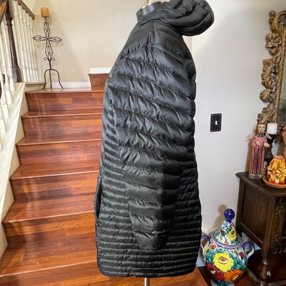 Eddie Bauer Down Fill Long Black Women's Puffer Jacket Hooded Full Zip Size 3X - Picture 6 of 11